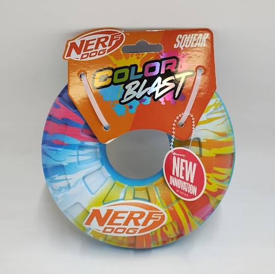 NERF TPR Color Blast Squeak Dog Ring Toys