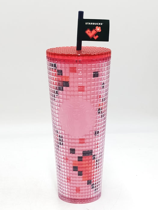 Starbucks Valentine's Day Grid Plastic Cold Cup - 24 fl oz