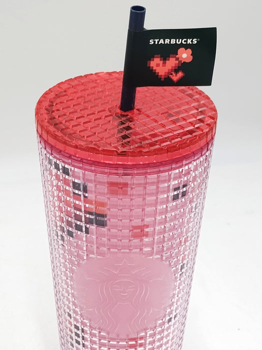 Starbucks Valentine's Day Grid Plastic Cold Cup - 24 fl oz
