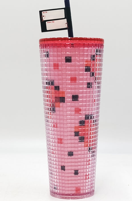 Starbucks Valentine's Day Grid Plastic Cold Cup - 24 fl oz