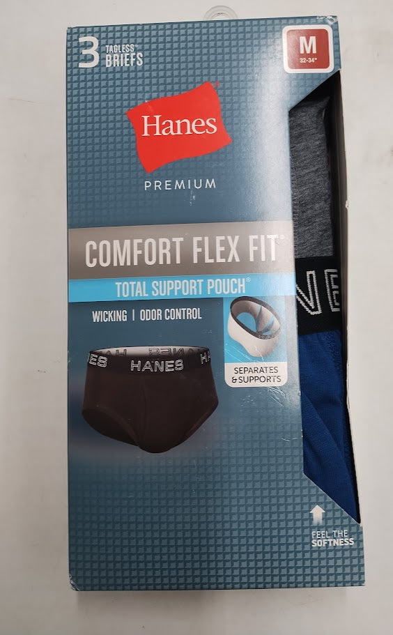 Hanes Premium Men's 3pk Briefs - Gray/Blue/Black M