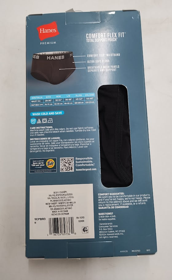 Hanes Premium Men's 3pk Briefs - Gray/Blue/Black M