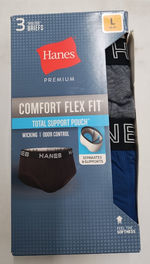 Hanes Premium Men's 3pk Comfort Flex Fit - Gray/Blue/Black L