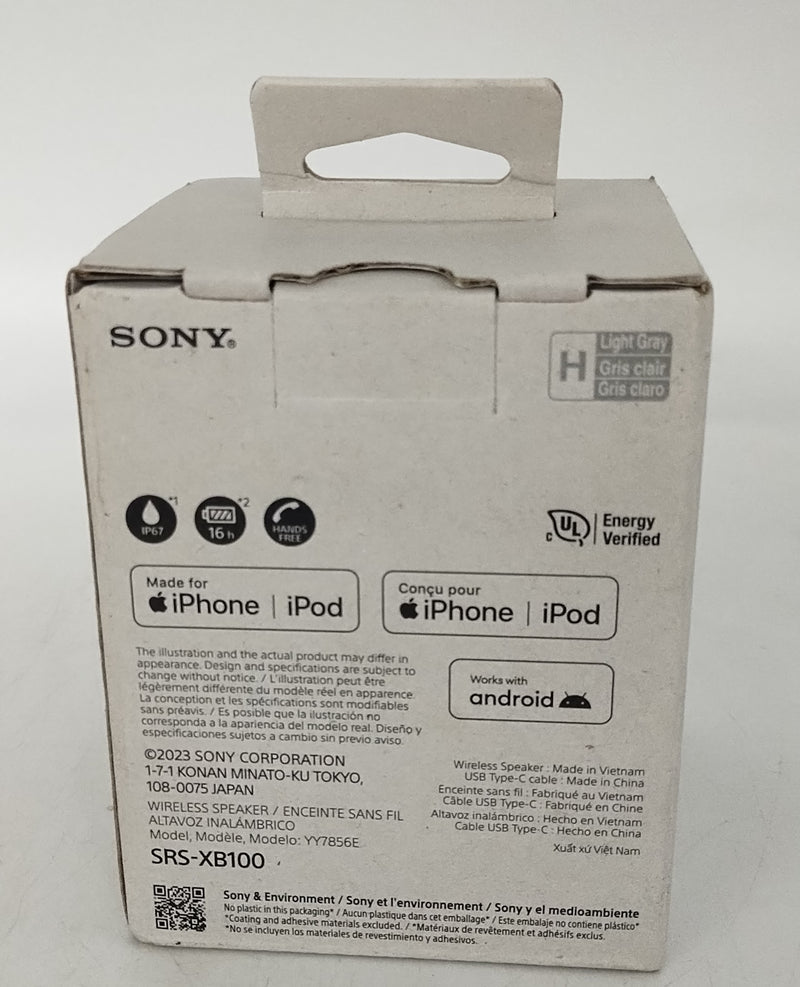 Sony XB100 Compact Bluetooth Speaker - Light Gray