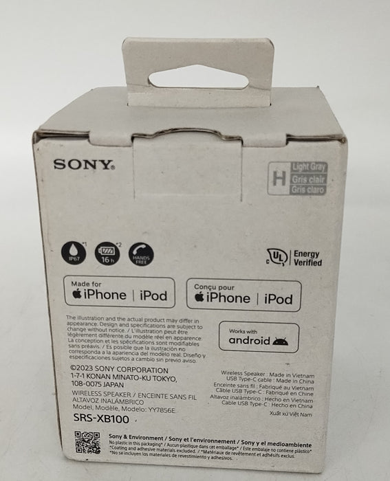 Sony XB100 Compact Bluetooth Speaker - Light Gray