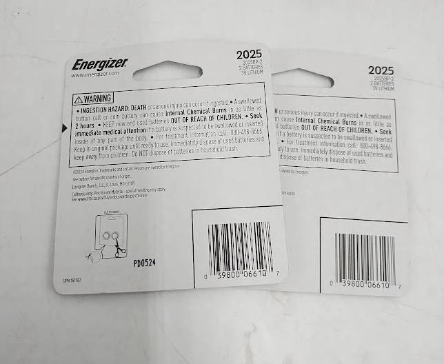 2 PACK !! Energizer 2pk 2025 Batteries Lithium Coin Battery