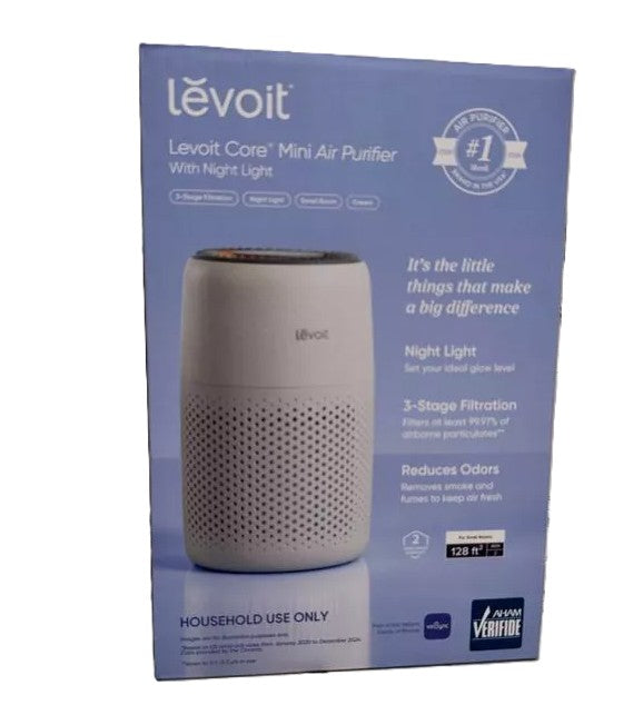 Levoit Core Mini Air Purifier with Night Light Cream White