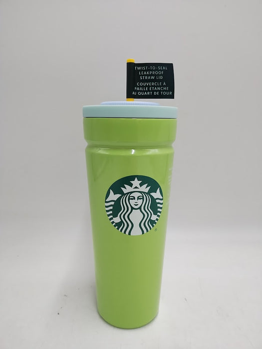 Starbucks 2025 Lime Green With Blue Twist-To-Seal Leakproof Straw Lid Cup 24 oz