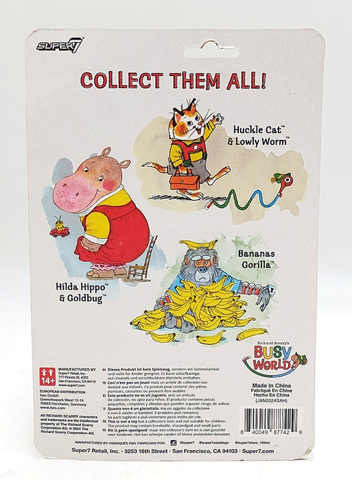 Super 7 ReAction Richard Scarry Hilda Hippo and Goldbug Figures *See DETAILS*
