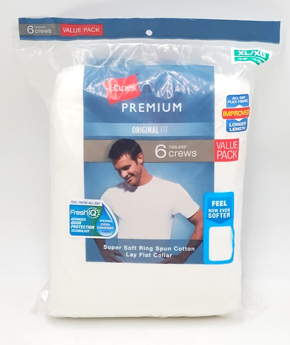 Hanes Premium Men's 6pk Crewneck T-Shirt - White XL