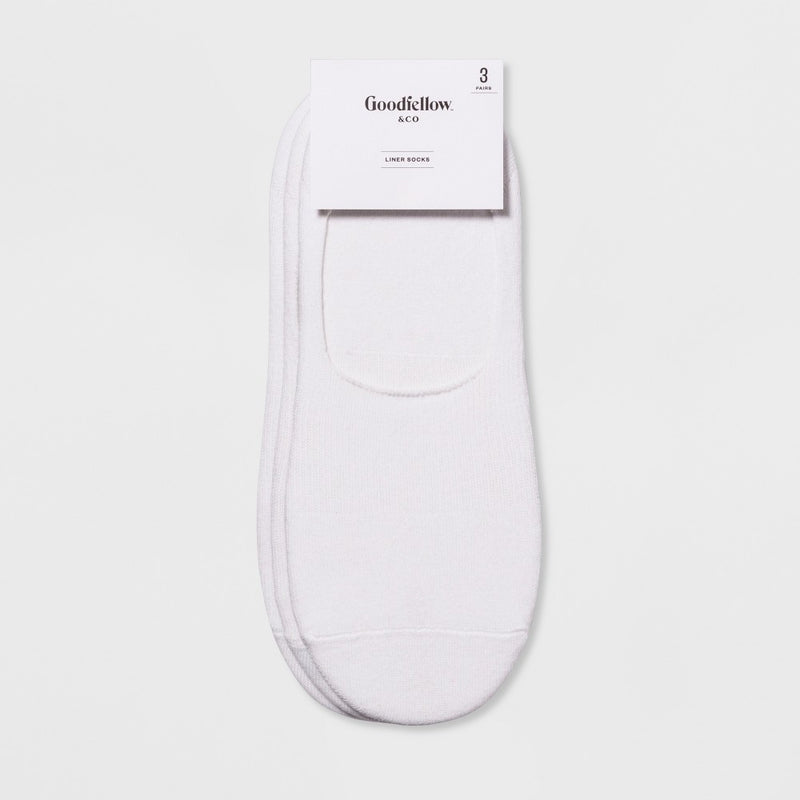 Men's 3pk Liner Socks - Goodfellow & Co White 6-12