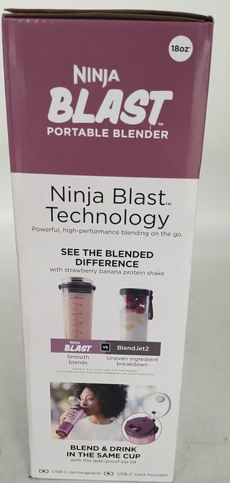 Ninja Blast 18oz Portable Blender Passion Fruit BC151PR: Cordless Personal Smoothie Blender, Stainless Steel Blades