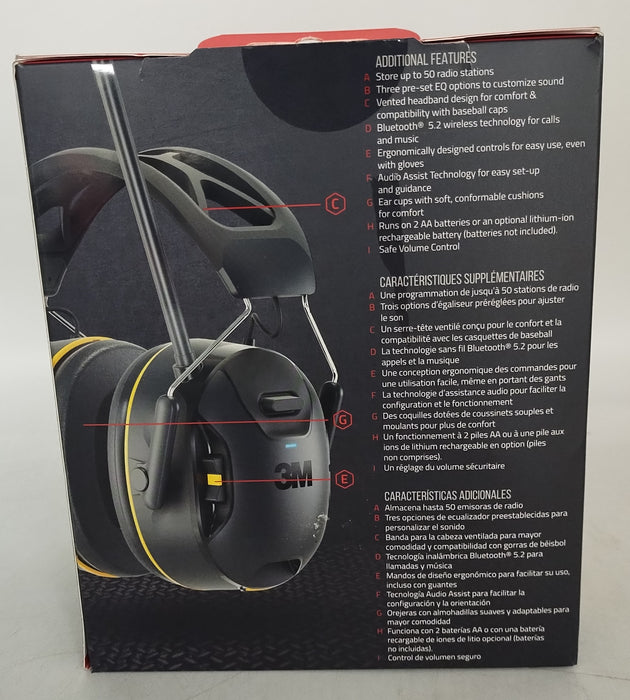 3M Company WorkTunes Connect AM-FM Wireless Hearing Protector with Bluetooth Black