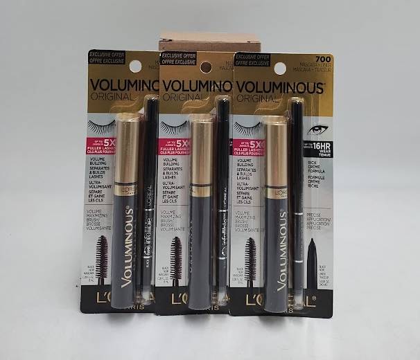 3 PACK !! L'Oreal Paris On-The-Go Eye Makeup Kit - Mascara and Eyeliner