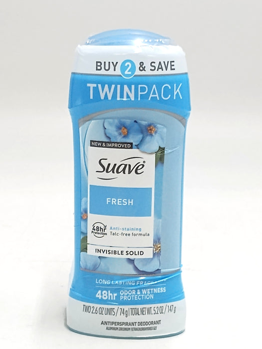 2pk Suave Fresh Anti-Staining 48-Hour Antiperspirant & Deodorant Stick