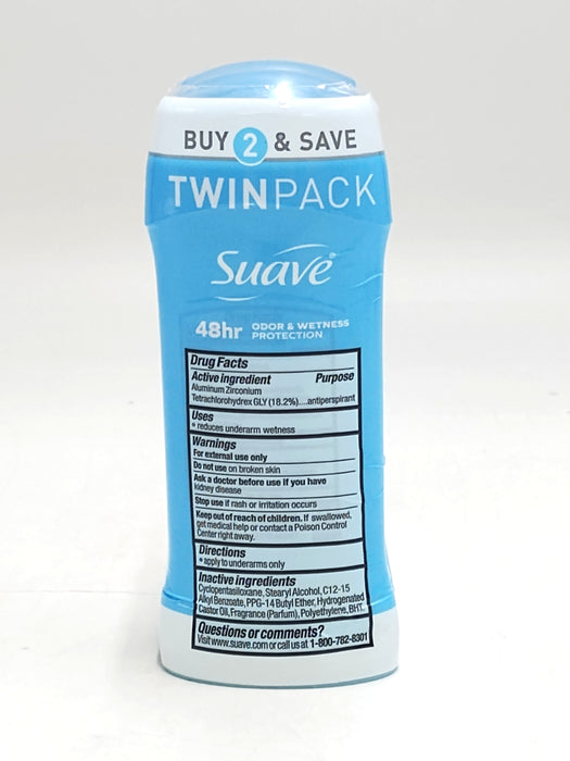 2pk Suave Fresh Anti-Staining 48-Hour Antiperspirant & Deodorant Stick