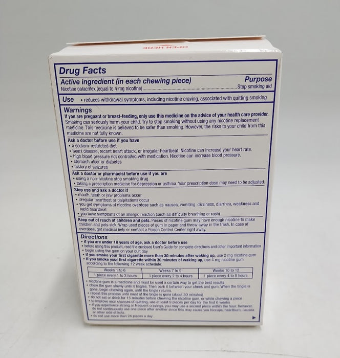 Nicorette 4mg Stop Smoking Aid NicotineGum - White Ice Mint - 100ct EXP 09/2027