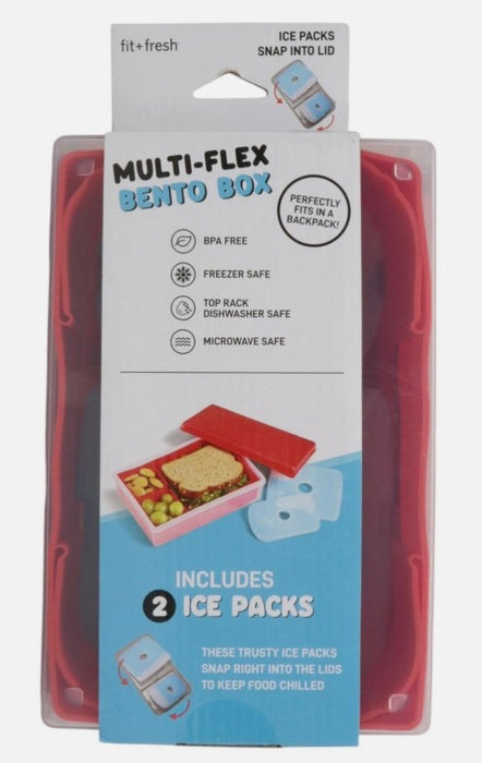 Fit & Fresh Multi Flex Bento with 2 Ice Packs - Red