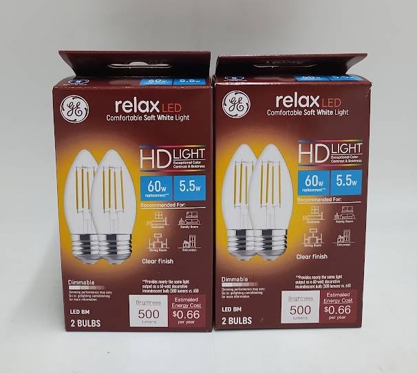 LOT OF 2!!! - GE 2pk 5.5W 60W Equivalent Relax LED HD Light Bulbs