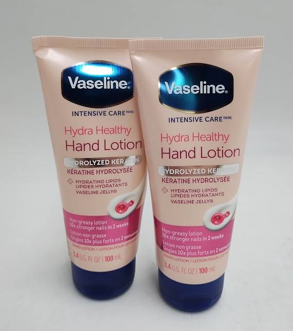 2 PACK!! Vaseline Intensive Care Healthy Hands Stronger Nails Lotion 3 oz