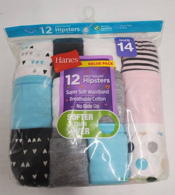 Hanes Girls' 12pk Hipster - SIZE 14