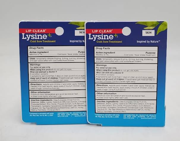 2 PACK!! Lip Clear Lysine + Cold Sore Treatment .25oz