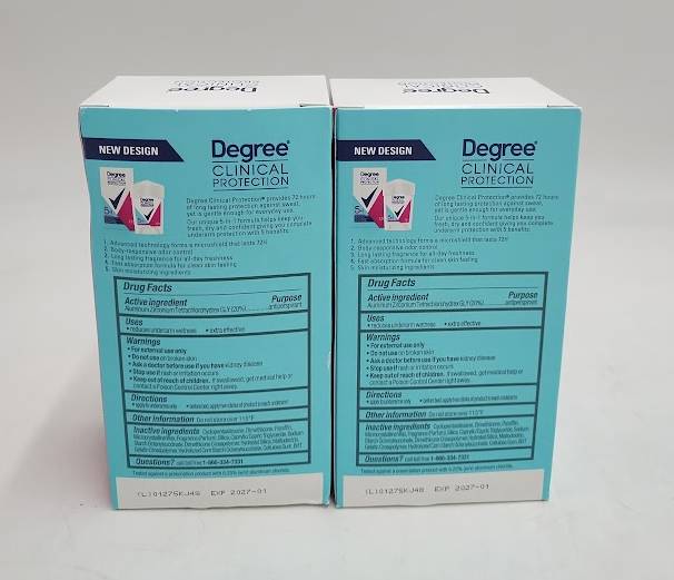 2 PACK!! Degree Clinical Protection 5-In-1 Protection - 1.7oz EXP 01/2027