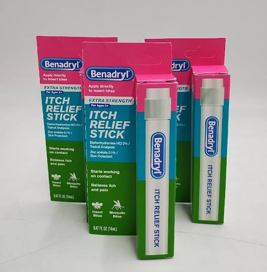 3 PACK!! Benadryl Travel Size Extra Strength Itch Relief Stick EXP 10/2026
