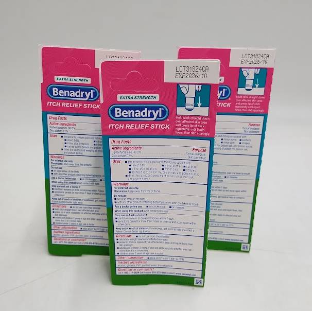 3 PACK!! Benadryl Travel Size Extra Strength Itch Relief Stick EXP 10/2026