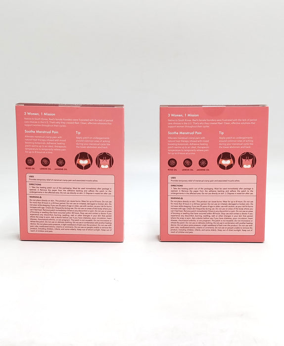 LOT OF 2!!! Rael Heating Patch for Menstrual Cramps with Extra Coverage