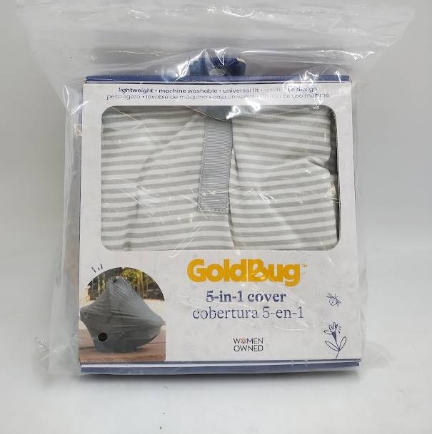 GoldBug 5-in-1 Car Seat and Nursing Cover - Multi Use Cover - Gray Stripe