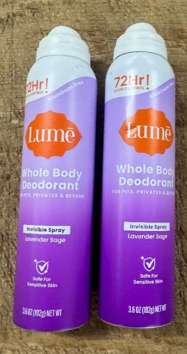 2 PACK!!! Lume Women's Invisible Spray Deodorant - Lavender Sage  SEE DETAILS