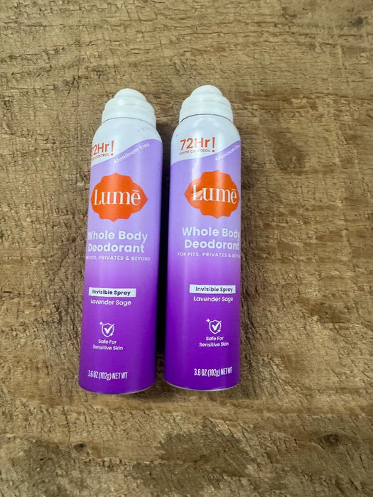 2 PACK!!! Lume Women's Invisible Spray Deodorant - Lavender Sage  SEE DETAILS