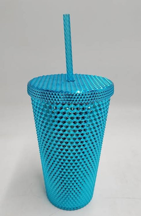 Starbucks 2023 Metallic Chrome Teal Blue Bling Studded Cup 16 oz. Tumbler