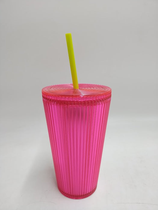 2023 STARBUCKS Summer Pleated Neon Magenta Tumbler READ DESCRIPTION