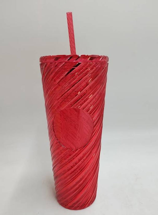Starbucks Christmas 2024 Red Swirl Stripe Venti Tumbler 24oz