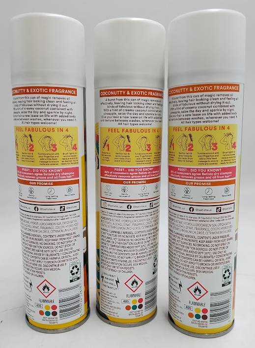 3 PACK. Batiste Tropical Exotic Coconut Dry Shampoo - 5.71oz