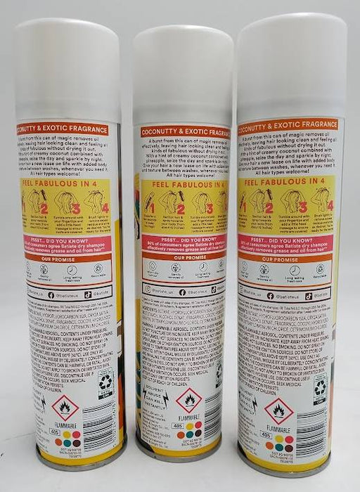 3 PACK. Batiste Tropical Exotic Coconut Dry Shampoo - 5.71oz