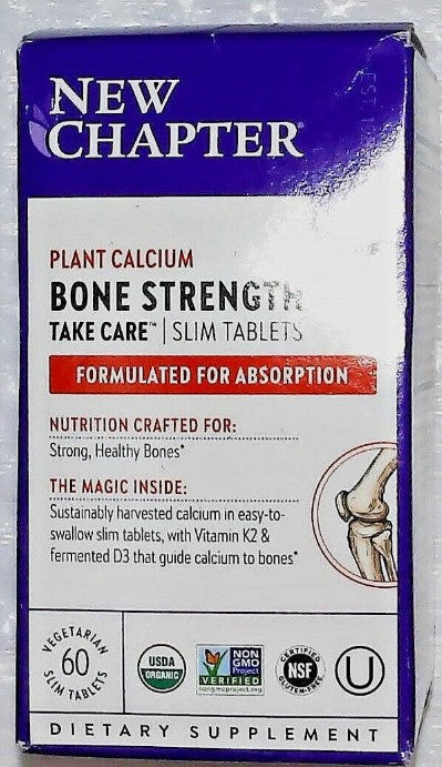 New Chapter Calcium Supplement -Slim Tablets - 60 Count EXP:12/25 OR AFTER