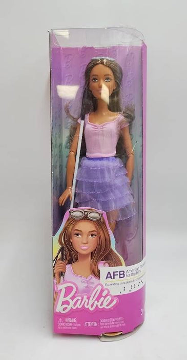 Barbie 12.7" Fashionistas Doll Brown Hair/Brown Eyes Blind Doll SEE DETAILS