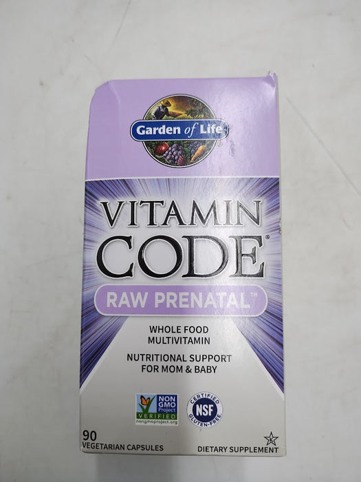 Garden Of Life, Raw Vitamin Code Prenatal 90 Organic, 90 Count EXP 04/2026
