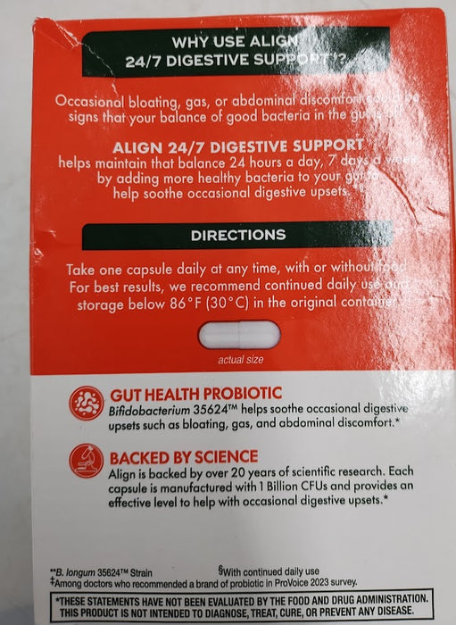 Align Daily Probiotic Supplement - Capsules - 42ct EXP 12/2027
