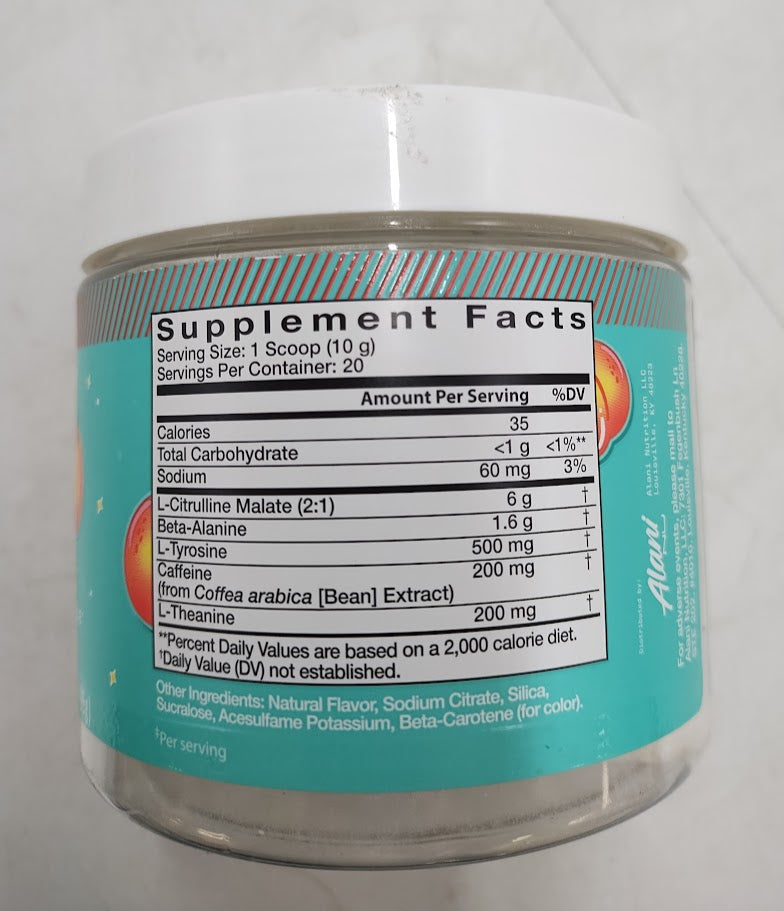 Alani Nutrition Pre-Workout Energy Supplement Powder - Juicy Peach  EXP 12/26