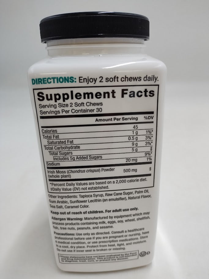 Force Factor Sea Moss Soft Chews - Salted Caramel - 60ct- EXP:12/2026
