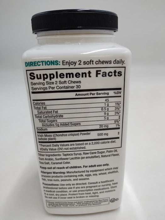 Force Factor Sea Moss Soft Chews - Salted Caramel - 60ct- EXP:12/2026