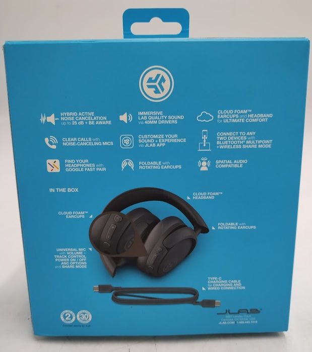 JLab JBuds Lux Active Noise Canceling Over-Ear Bluetooth Wireless Headphones - Graphite