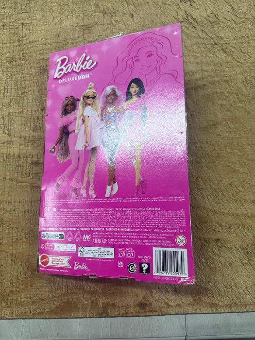 Barbie Deluxe Style 11" Doll #1 in Glossy Pink Dress Velvet Gloves, SEE DETAILS