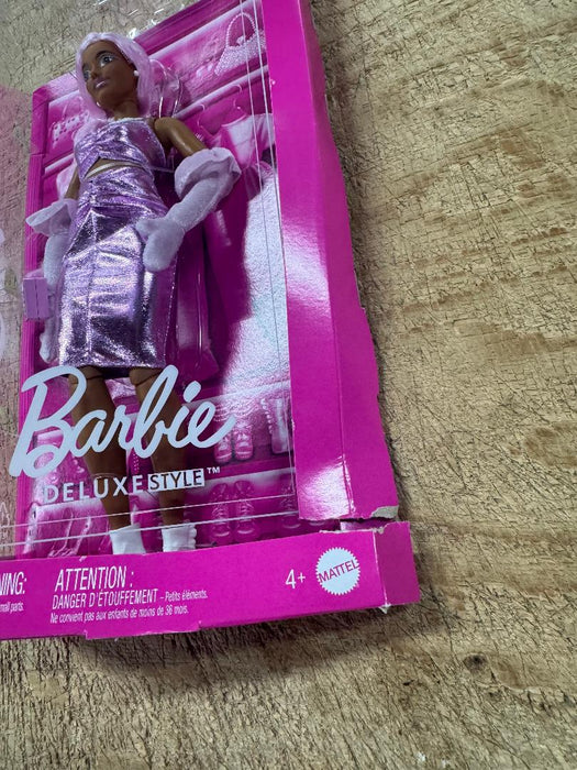 Barbie Deluxe Style 11" Doll #1 in Glossy Pink Dress Velvet Gloves, SEE DETAILS