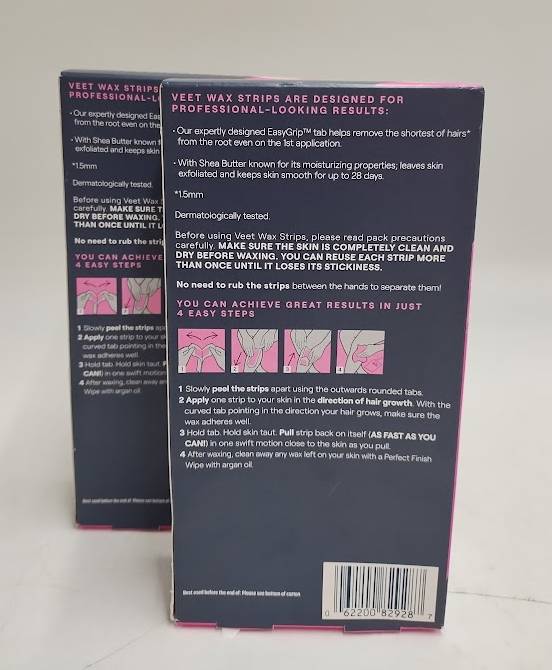2 PACK!! Veet Ready-To-Use Wax Strips and Wipes - 40ct EXP 12/2027