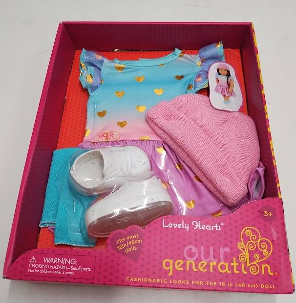 Our Generation Lovely Hearts Pink Hat & Gradient Dress Outfit for 18" Dolls
